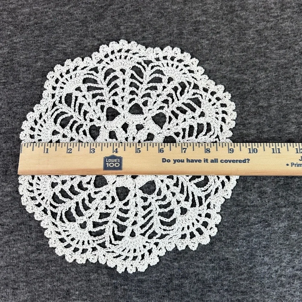 Vintage White Crochet Lace Doilies Set of 2 Round Cotton 9 Inch Table Decor